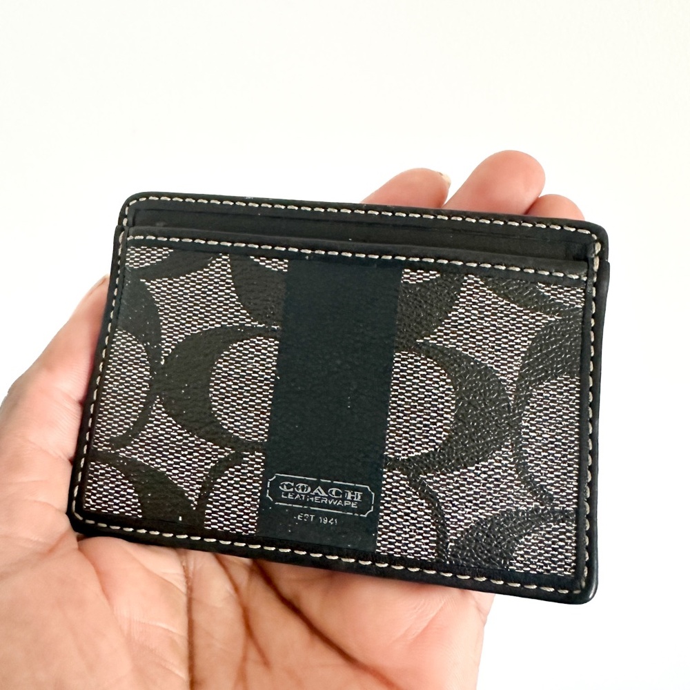 COACH Monogram Card Holder | Black and Gray Coach Monogram Card Holder